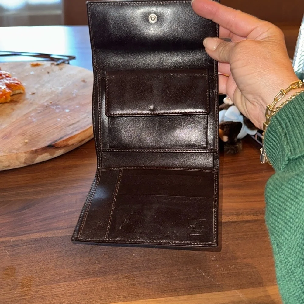 Fendi Logo Flawless Pattern Fold Over Wallet in Brown and Tan - Picture 5 of 8